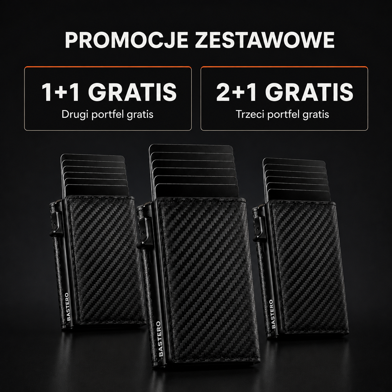 Bastero - Automatyczny portfel slim z szybkim dostępem do kart